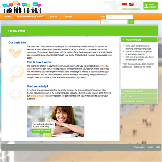 A screen shot showing her Website before the user research, information architecture, user experience design, and case study was done.