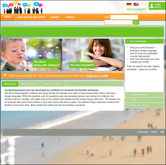 A screen shot showing her Website before the user research, information architecture, user experience design, and case study was done.