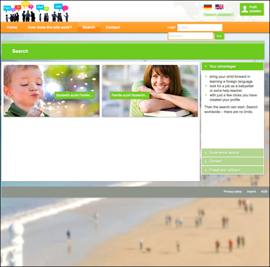 A screen shot showing her Website before the user research, information architecture, user experience design, and case study was done.